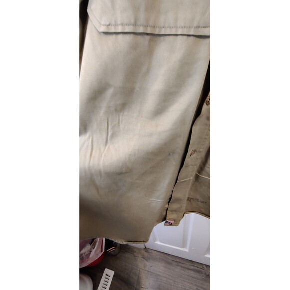 Vtg 60s Military Mens Small 1960 8.2 oz Khaki Field Button Shirt USA 15.5x32 - Picture 9 of 13
